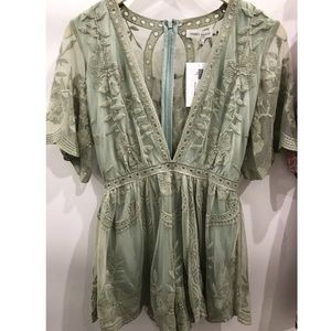 Deep V-Neck Lace Romper